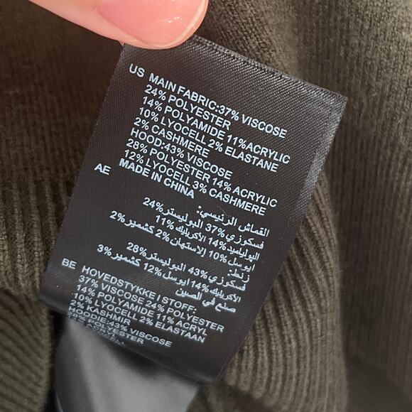 Sandro Paris Olive Green Soft Designer Hoodie Pullover Sweatshirt Size L - Picture 10 of 13